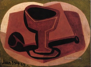  1923 Painting - pipe and glass 1923 Juan Gris